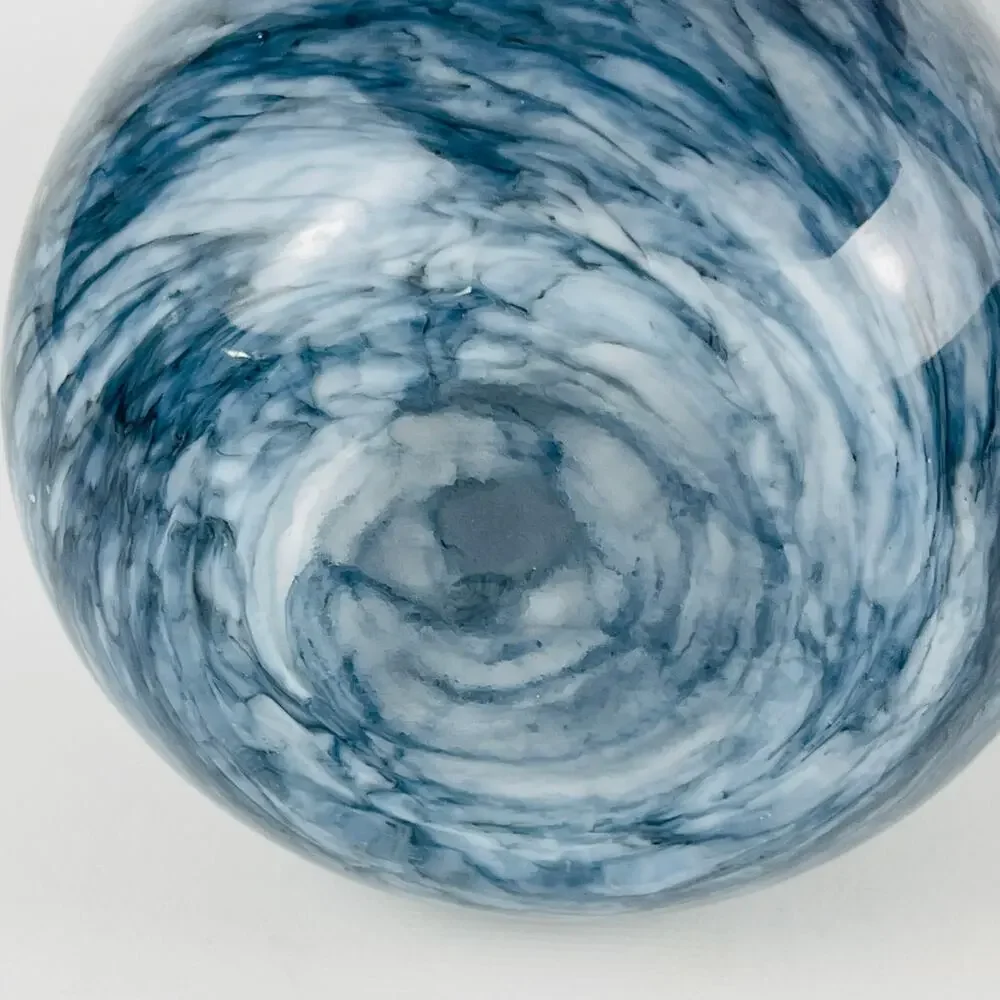 Art Glass Blue Marble Glass Decanter / Vase 7 3/4” x 4” Dara
